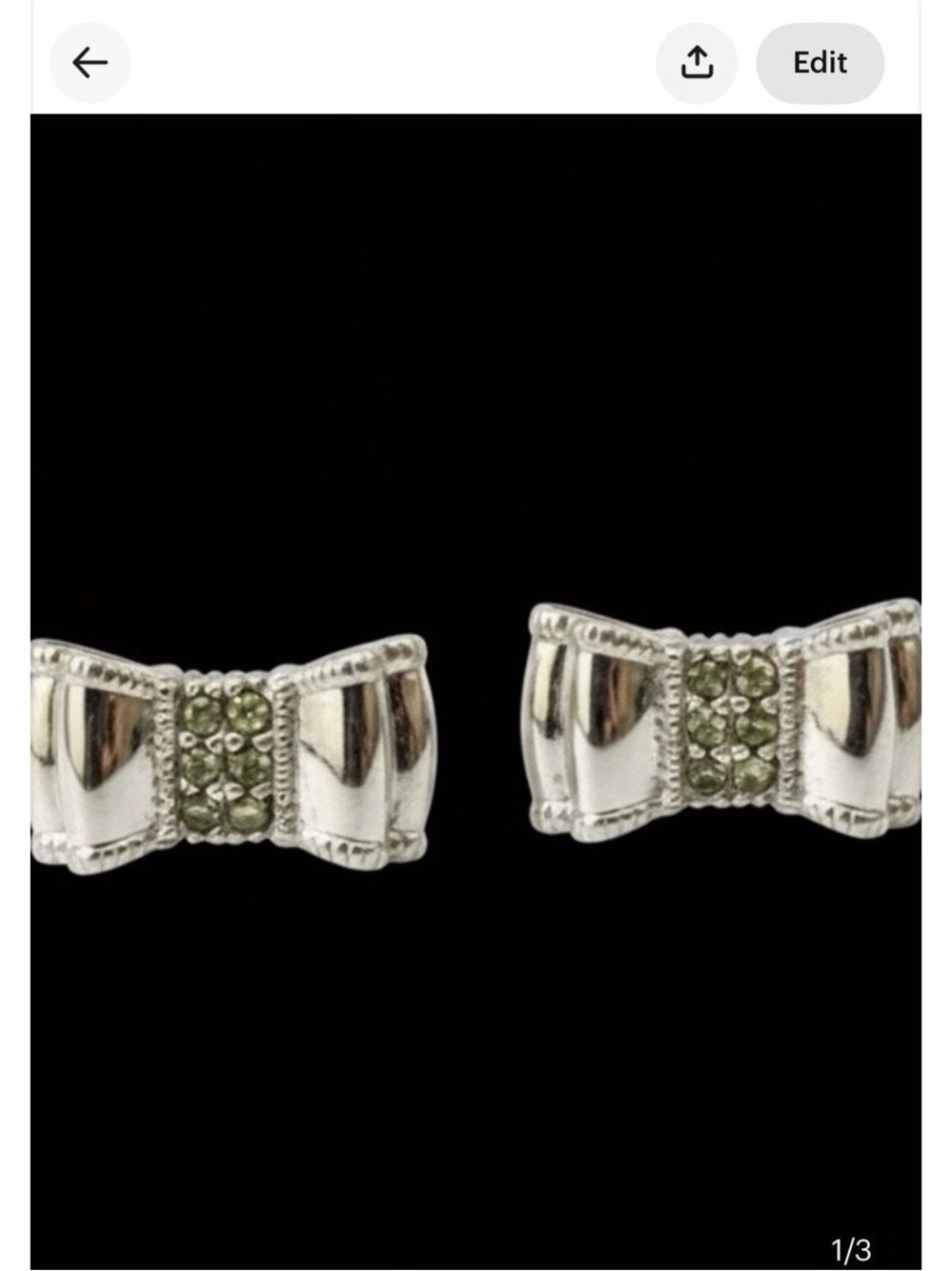 kate spade “New York Moon River”Silver Bow Pave Crystal Stud Earrings